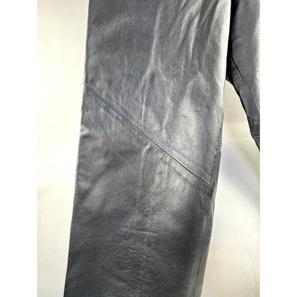 Y2K Black Leather Pants Size 10 Ruth Wagner Inseam 31.5 Inches - Picture 7 of 8